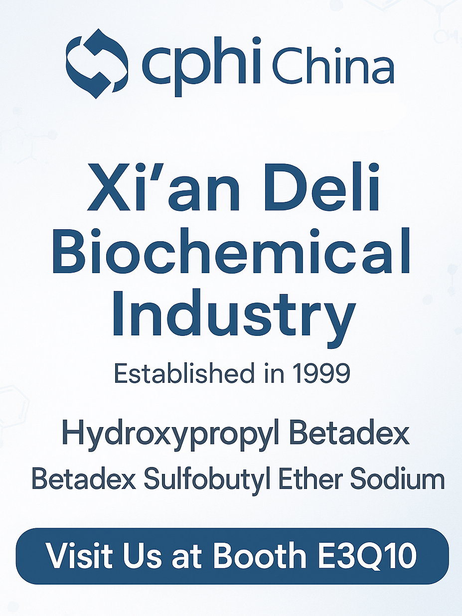 CPHI China 2025 Aurrebista: HydroxyPropyl Beadex eta Sulfobutil Ether SODIOM Solutions-ek E3Q10-en Xi'an Deli-ren stotean