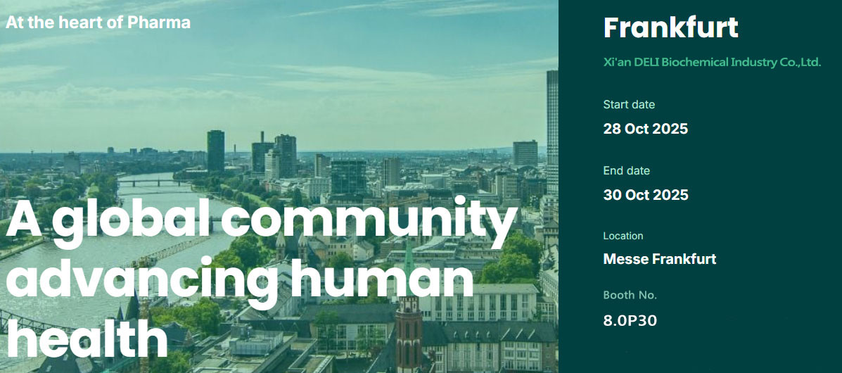 Xian Deli Biochemical CPhI Europe 2025-en erakusgai Frankfurt-en (Alemania).