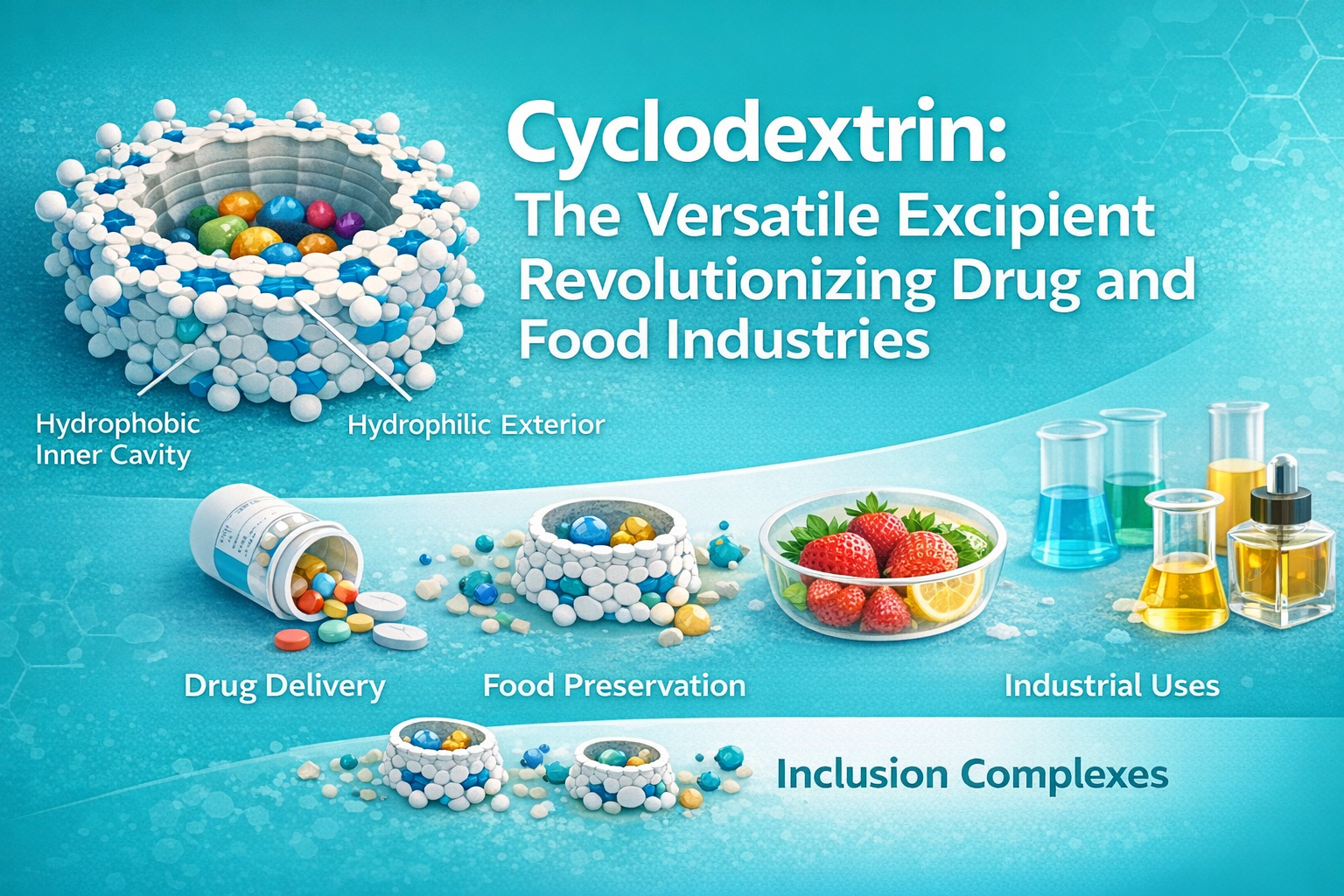 Cyclodextrin: Droga eta Elikagaien Industriak iraultzen dituen exzipiente polifazetikoa